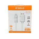 CABO CARREGADOR USB TURBO 5A MAX RÁPIDO ALUMÍNIO A'GOLD 1M (TIPO C/IPHONE/V8)