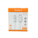 CABO CARREGADOR USB TURBO 5A MAX RÁPIDO ALUMÍNIO A'GOLD 1M (TIPO C/IPHONE/V8)