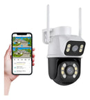 CÂMERA SEGURANÇA LENTE DUPLA IP WIFI A28 APP ICSEE IP66 VISÃO NOTURNA INFRAVERMELHO