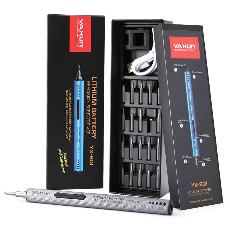 MICRO PARAFUSADEIRA ELÉTRICA LUZ LED 20 PONTEIRAS YAXUN YX-801