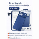 KIT 3 EM 1 CAPINHA + PELÍCULA TRASEIRA + PELÍCULA DE CÂMERA TRANSFORMA IPHONE NO VISUAL DO 17 PRO E PRO MAX