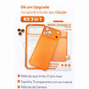 KIT 3 EM 1 CAPINHA + PELÍCULA TRASEIRA + PELÍCULA DE CÂMERA TRANSFORMA IPHONE NO VISUAL DO 17 PRO E PRO MAX
