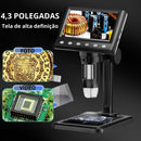 MICROSCÓPIO USB + TELA FULL HD 4.3 POLEGADAS ZOOM 1000X